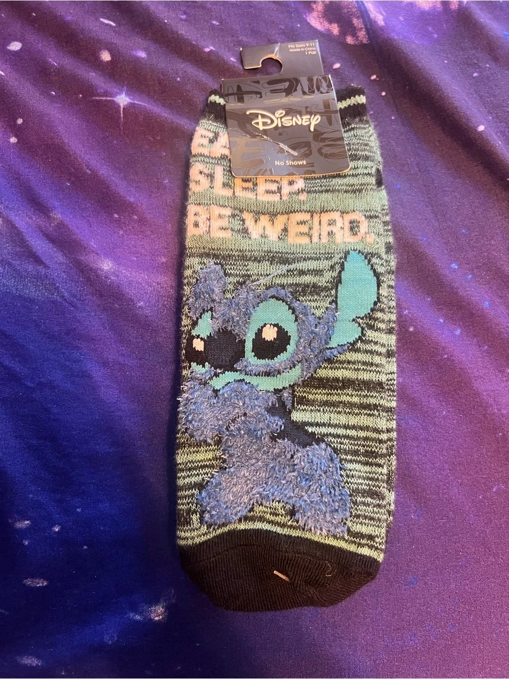 Disney Women’s No-Show Socks with Stitch in Teal, Black, Pink
